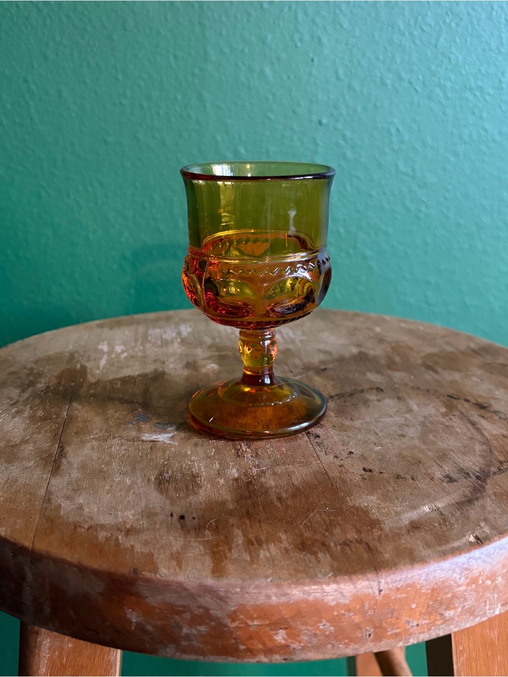 King's Crown Thumbprint Indiana Glass Colony VTG 1970s Dark Amber Wine Goblet